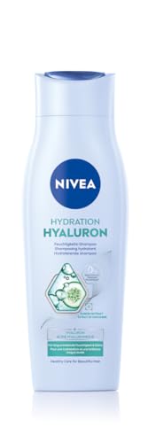 NIVEA Hydration Hyaluron Feuchtigkeits-Shampoo, Haarpflege für trockenes Haar mit Hyaluron, veganes Haarshampoo ohne Silikone für natürlichen Glanz (250 ml)