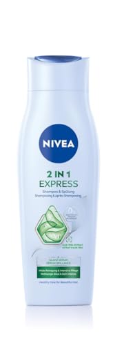 NIVEA 2in1 Express Shampoo & Spülung, intensive Haarpflege mit Aloe Vera und Glanz Serum, Haarshampoo & Spülung für Pflege in Expresszeit (250 ml)
