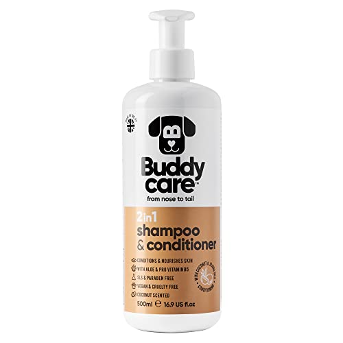 Buddycare 2in1 Shampoo & Conditioner Praktisches Hundeshampoo und Conditioner in einem - Mit Aloe Vera und Pro-Vitamin B5 (500ml)