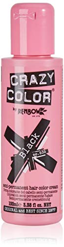 Crazy Color Color Semi-Permanent Hair Color Dye black 030 - 100 ml, 1er pack (1 x 115 g)
