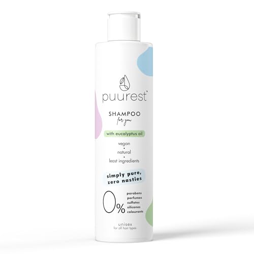 Puurest shampoo ohne sulfate parabene und silikone - ohne alkohol, ohne salz, ohne duftstoffe, natürliches & vegan, sulfatfrei, parfümfrei - mit Eukalyptusöl - 250ml