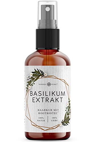Basilikum-Extrakt-Haarkur von Nordic Pure | Zur Pflege von dünnem, trockenem & brüchigem Haar | Kann Haarausfall vorbeugen | 100ml
