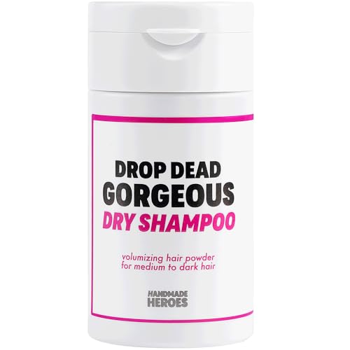 Handmade Heroes Drop Dead Gorgeous Trockenshampoo, 100% natürlich und vegan, Pulver Shampoo Damen, Nachhaltig & Aerosolfrei, Volumen Booster für Dunkles und Brünettes Haar, 1.8 oz