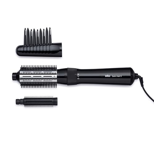 Braun Satin Hair 3 Warmluft-Lockenbürste, inkl. Kamm- und Bürstenaufsatz, AS 330, schwarz , 1er Pack
