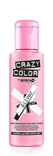 Renbow Crazy Color Semi-Permanent Hair Color Dye silver 027-100 ml, 1er pack (1 x 115 g)