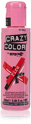 Renbow Crazy Color Semi-Permanent Hair Color Dye fire 56 - 100 ml, 1er pack (1 x 115 g)