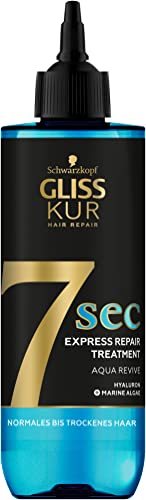 Gliss Kur 7 Sec Express-Repair-Kur Aqua Revive (200 ml), Haarkur sorgt für eine Extraportion Feuchtigkeit und gesunden Glanz in nur 7 Sekunden