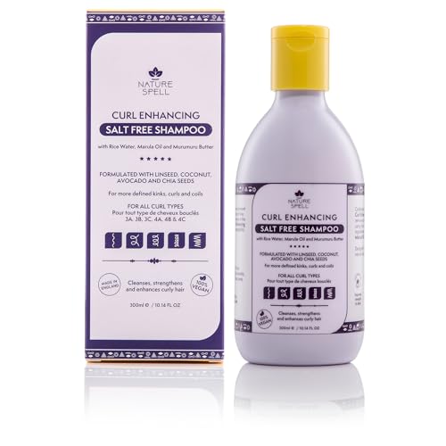 Nature Spell Lockenverstärkendes Shampoo, 300 ml, für lockiges Haar – sulfatfreies Shampoo, angereichert mit Reiswasser und Leinsamen, für alle Lockentypen, 100% vegan, hergestellt in Großbritannien,