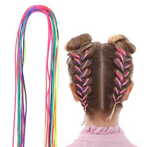 WLLHYF 30 Stück Haarzöpfe bunte Haarwickelschnur verschiedene Farbverlaufsfarben Haarseilband Regenbogen-Flecht-Haargummi DIY-Pferdeschwanz-Zöpfe Haar-Styling-Zubehör für Frauen Mädchen (Stil 1)