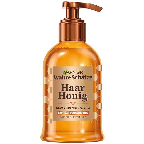 Garnier Wahre Schätze Haarserum für splissiges oder brüchiges Haar, Reparierendes Serum mit Akazienhonig für mehr Glanz und Geschmeidigkeit, Hitzeschutz bis zu 230°C, Honig Schätze, 1 x 115 ml