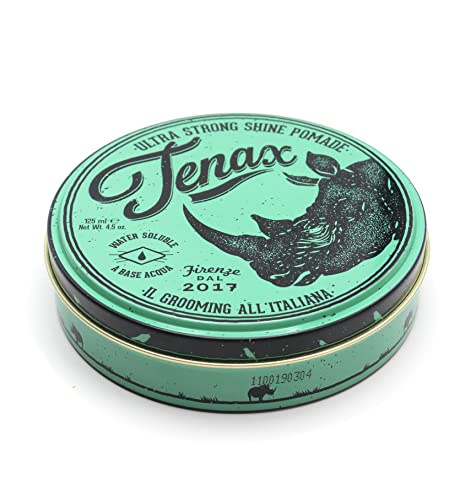 Tenax Ultra Strong Shine Pomade, 125 ml, wasserbasierte Pomade für Männer verleiht superfesten Halt & starken Glanz, leicht auszuwaschendes Haarwachs mit markantem Duft