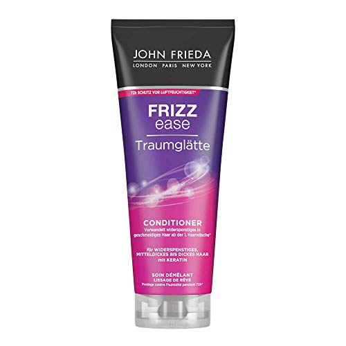 John Frieda - Frizz Ease Traumglätte Conditioner - Inhalt: 250ml - Haarglättung & 72h-Feuchtigkeitssschutz mit Keratin - Für widerspenstiges, mitteldickes bis dickes Haar