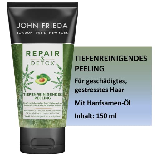 John Frieda Repair & Detox* Peeling - Für geschädigtes, strapaziertes Haar - Entfernt Produktrückstände nahe der Kopfhaut, 150 ml