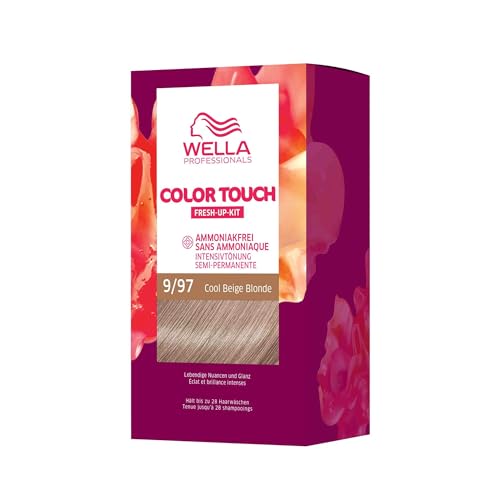 Wella Professionals Color Touch demi-permanente Haarfarbe ohne Ammoniak – Haarfärbemittel mit bis zu 50 % Grauhaar-Abdeckung – Ansatz-Kit inkl. Haarmaske – 9/97 Cool Beige Blonde (130 ml)