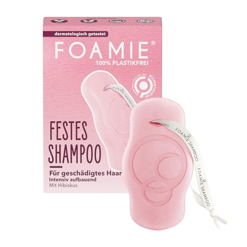 Foamie Festes Shampoo Geschädigtes & Fettiges Haar mit Hibiskus-Extrakt, Haarpflege für Kaputtes Haar, 100% Vegan, Plastikfrei, 80g