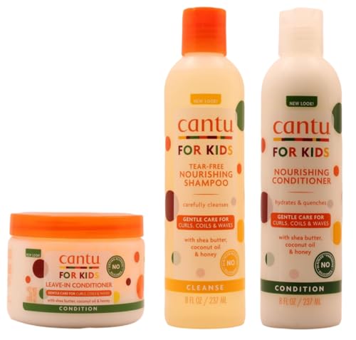 Cantu Pflege für Kinder Sanfte Pflege für Texturiert Haarshampoo+Haarspülung+Haarkur ohne Ausspülen Set 3
