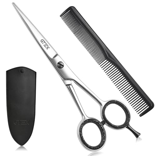 Friseurschere - Professionelles Haarschneideschere - 6,5 Zoll Prämie Schere Haare Schneiden mit Kamm und Lederetui - Hair Scissors - Haarschere für Männer, Frauen, Erwachsene Bartschere Haarscherer