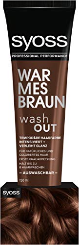 Syoss Wash Out Temporäre Haarfarbe Warmes Braun (150 ml), auswaschbare Haarfarbe lässt Farben wieder aufleben, Tönung hält bis zu 8 Haarwäschen