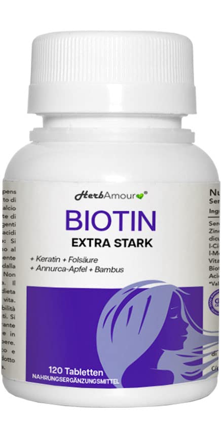 Biotin Extra Strong I Biotin Hochdosiert Für Haare I Haar Vitamine Für Frauen Gegen Haarausfall I Haarvitamine Für Haarpflege, Um Haarwachstum Zu Beschleunigen I 120 Tabletten