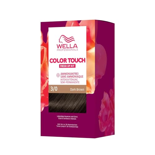 Wella Professionals Color Touch demi-permanente Haarfarbe ohne Ammoniak – Haarfärbemittel mit bis zu 50 % Grauhaar-Abdeckung – Ansatz-Kit inkl. Haarmaske – 3/0 Dark Brown (130 ml)