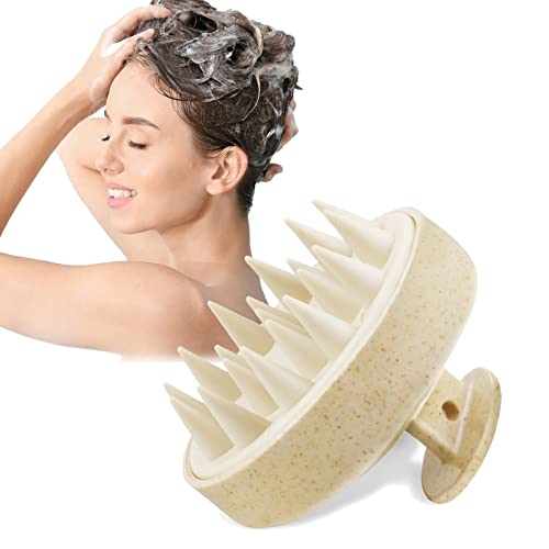 【Phantasy】Kopfhaut Massagebürste, Shampoo Silikon Haarbürste für Peeling und Kopfmassage verwendet werden, um die Durchblutung der Kopfhaut zu verbessern, Weizenstroh Gelb