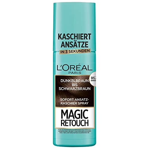 L'Oréal Paris Ansatz-Kaschierspray für stufenlose und natürliche Übergänge, Kaschiert bis zur nächsten Haarwäsche, Magic Retouch, Dunkelbraun bis Schwarzbraun, 1 x 75 ml