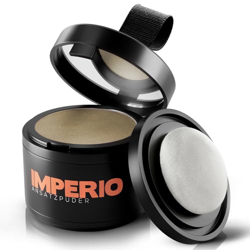 IMPERIO Ansatzpuder - Haar Concealer zur Haarverdichtung für Frauen und Männer, wasserfestes Haar Make-up zum Ansatz kaschieren - 4g (Dunkelblond)