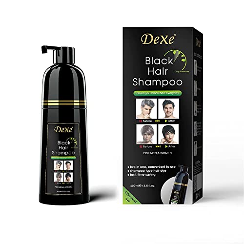Instant Black Hair Shampoo, Haarfärbeshampoo für Männer & Frauen- Einfach zu benutzen -100% Grauabdeckung- Einfach & schnell - Hält 30 Tage 3 in 1 Schwarzes Haarfärbemittel (Flaschen)