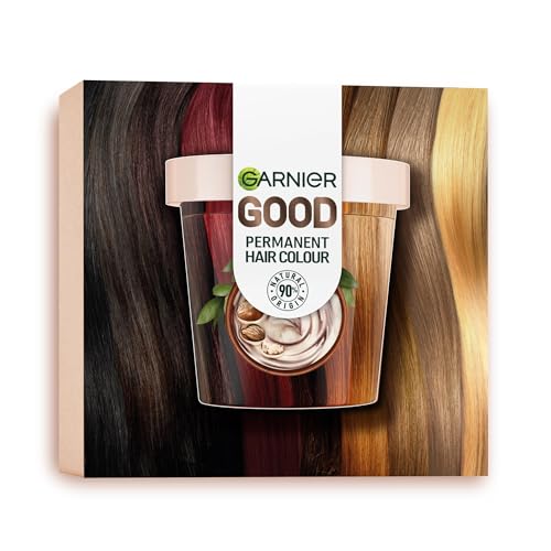 Garnier Dauerhafte Haarfarbe, Haarfärbeset für intensive und langanhaltende, Coloration für bis zu 8 Wochen strahlende Farbe, Ohne Ammoniak, 6.0 Mochaccino Braun, Good Starter Set