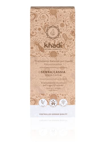 khadi SENNA CASSIA Pflanzenhaarfarbe, Neutrales Henna für farblose Intensivpflege für Glanz, Volumen & Spannkraft, Naturhaarfarbe 100% pflanzlich, natürlich & vegan, Zertifizierte Naturkosmetik, 100g