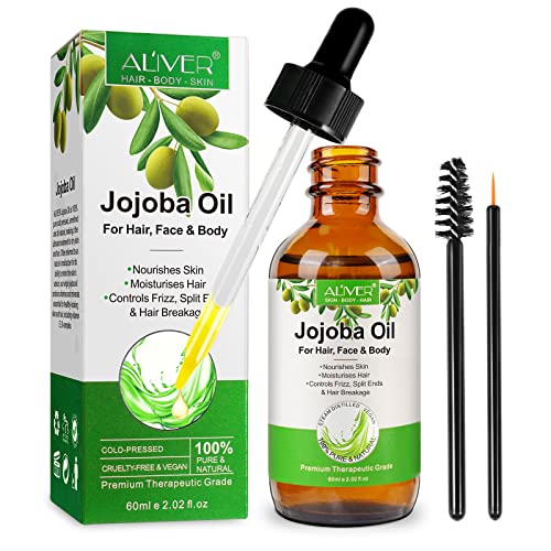 Jojobaöl Bio Oil-100% Reines Jojobaöl Haare für Haarwachstum Hautpflege, Natürliche Feuchtigkeitscreme Organic Jojoba Oil for Hair, Kosmetik, Gesicht, Bart, Nägel, Körpermassage Öl (60 ml)
