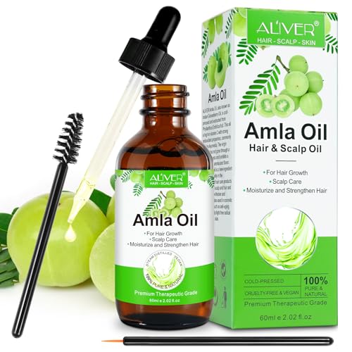Amla haaröl,60ML,Amla öl Amla oil for Hair Growth,100% Pure Organic Amla Oil Bio,für Kopfhaut und Haar Gegen Haarausfall Stimuliert Haarwachstum für Körpermassage,Zur Gesichts- und Hautpflege
