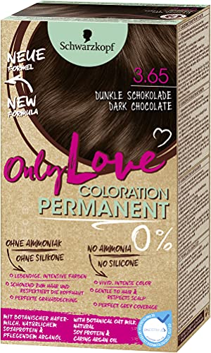 Only Love Coloration 3.65 Dunkle Schokolade Stufe 3 (143 ml), schonende, permanente Haarfarbe, lebendige & intensive Farben mit einer perfekten Grauabdeckung