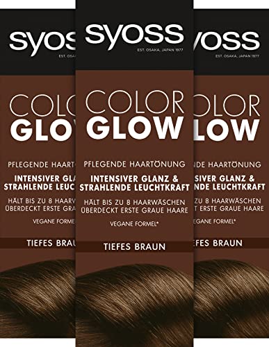 SYOSS COLORGLOW Pflegende Haartönung Tiefes Braun Semi-permanente Coloration Stufe 1, 3 x 100 ml (Tiefes Braun)