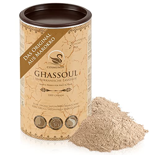 cosmundi Ghassoul Marokkanische Lavaerde Pulver 1 kg Mineralische Tonerde für Haarwäsche Körperpflege & Peeling